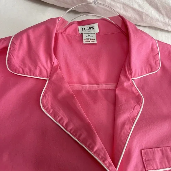 J.CREW Women's Pajama Shorts & Top Set Pink 100% Cotton Sz Medium - Picture 5 of 11